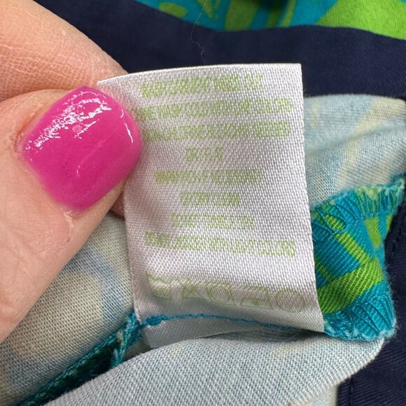 Lilly Pulitzer Belted Dress Girls Navy Green Floral Paisley Short Sleeve Size 8 - Picture 8 of 13